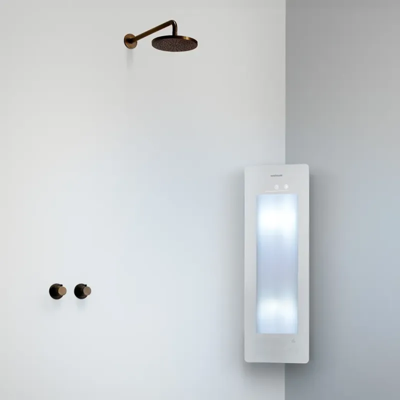 Sunshower Round Plus Small White infraroodlamp en UV 33x95x10cm hoekopbouw Merkproduct