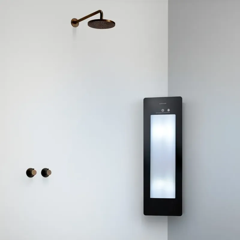 Sunshower Round Plus Small Black infraroodlamp en UV 33x95x10cm hoekopbouw Snelle Levering