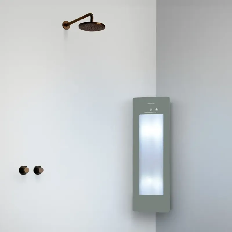 Sunshower Round Plus Small Organic Grey infraroodlamp en UV 33x95x10cm hoekopbouw Superprijs