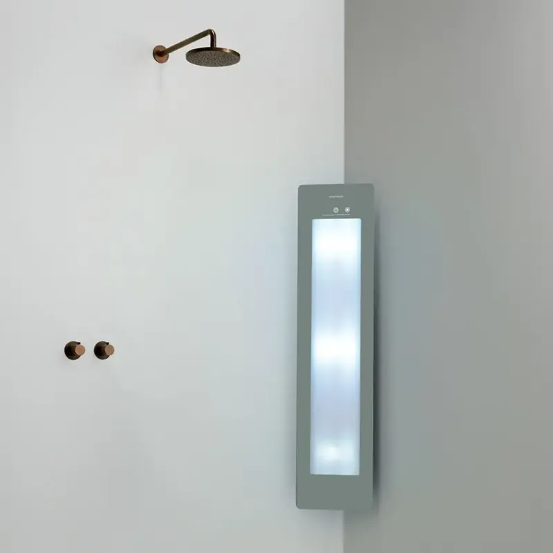 Shop Nu Sunshower Round Plus Medium Organic Grey infraroodlamp en UV 33x140x10cm hoekopbouw