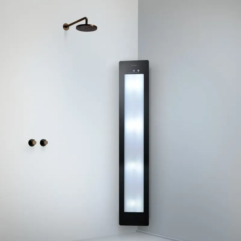 Sunshower Round Plus Large Black infraroodlamp en UV 33x185x10cm hoekopbouw Speciale Aanbieding