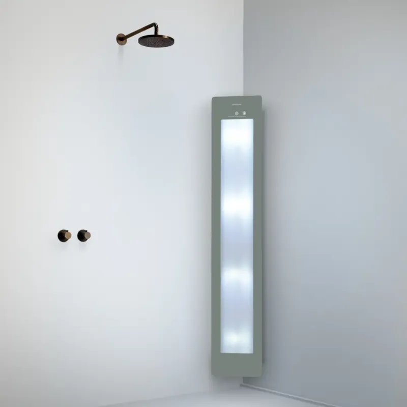 Koopje Sunshower Round Plus Large Organic Grey infraroodlamp en UV 33x185x10cm hoekopbouw