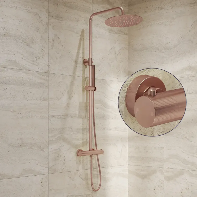 Superprijs Saniclear Copper Stripes opbouw regendouche geborsteld koper met 20cm hoofddouche