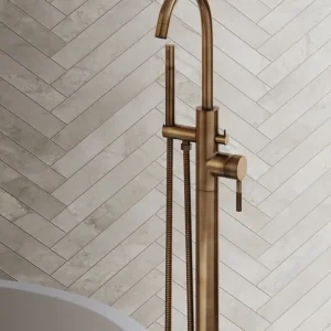 Weekendaanbieding Saniclear Antique Curved vrijstaande badkraan verouderd messing