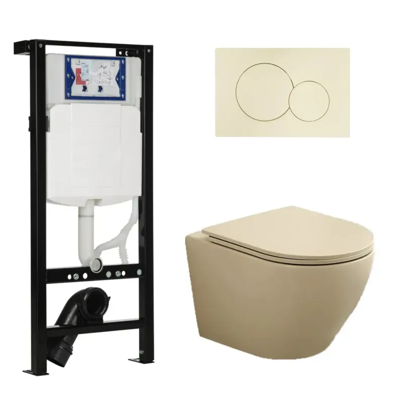 Beperkte Voorraad Geberit UP320 met Plieger frame toiletset met Saniclear Itsie randloos toilet licht ivoor en softclose zitting