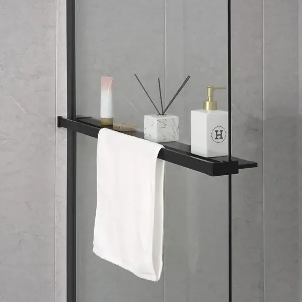 Lage Prijs Sapho Shelf handdoekhouder en planchet voor douchewand zwart mat