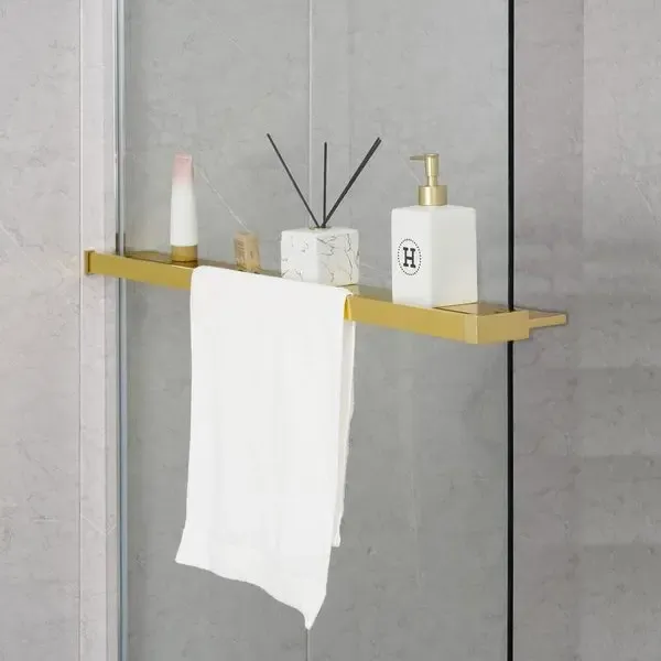 Laatste Kans Sapho Shelf handdoekhouder en planchet voor douchewand goud mat