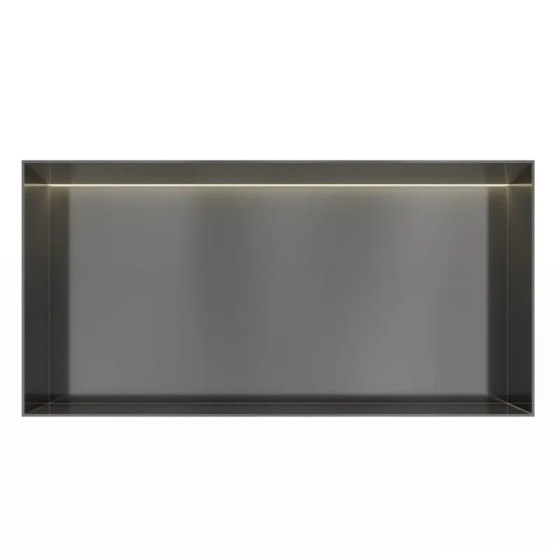Hotbath &More frameless inbouwnis met verlichting 30x60x10cm geborsteld gunmetal PVD Nieuw