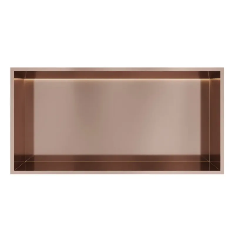 Laatste Versie Hotbath &More inbouwnis met verlichting 30x60x10cm geborsteld koper PVD
