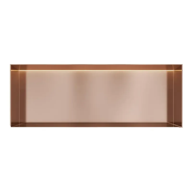 Hete Deal Hotbath &More frameless inbouwnis met verlichting 30x80x10cm geborsteld koper PVD