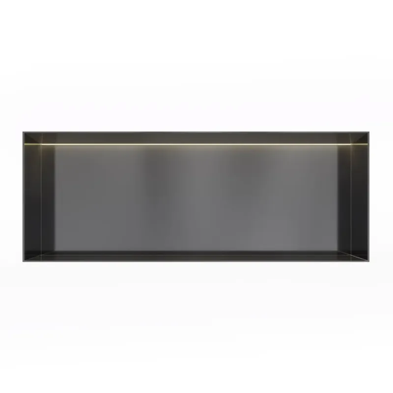 Hotbath &More frameless inbouwnis met verlichting 30x80x10cm geborsteld zwart PVD Koop Online