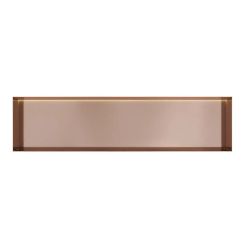 Dagaanbieding Hotbath &More frameless inbouwnis met verlichting 30x120x10cm geborsteld koper PVD