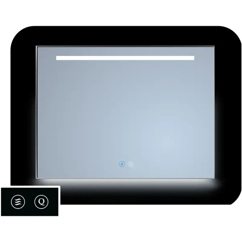 Sanicare Tutti LTD spiegel zwart met verwarming, LED lichtstrook, verlichting onder en touch bediening 90cm Beperkt Aanbod