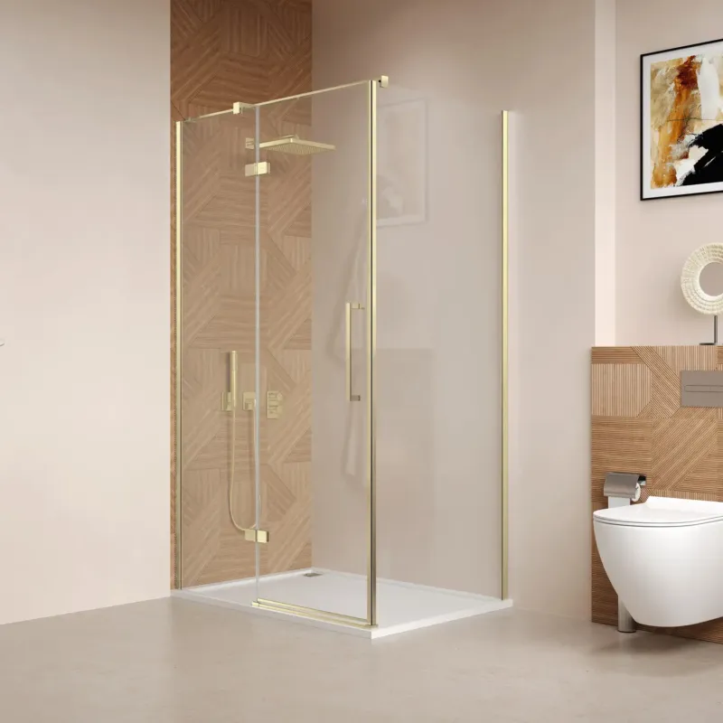 Saniclear Pure douchecabine 130x100cm geborsteld messing - mat goud Koopje