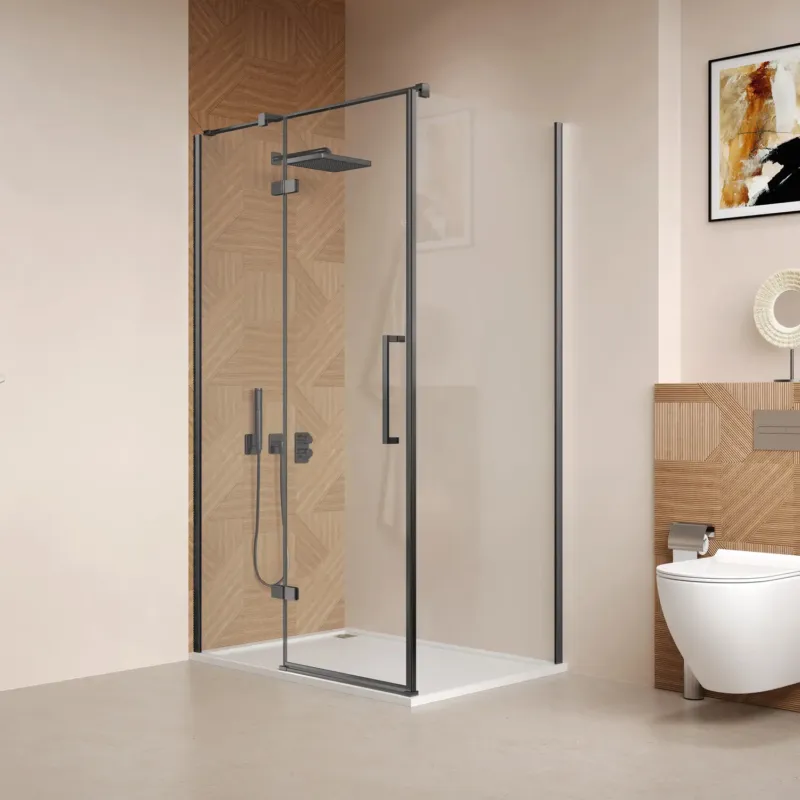 Saniclear Pure douchecabine 80x80cm verouderd ijzer - gunmetal Tijdelijk Beschikbaar
