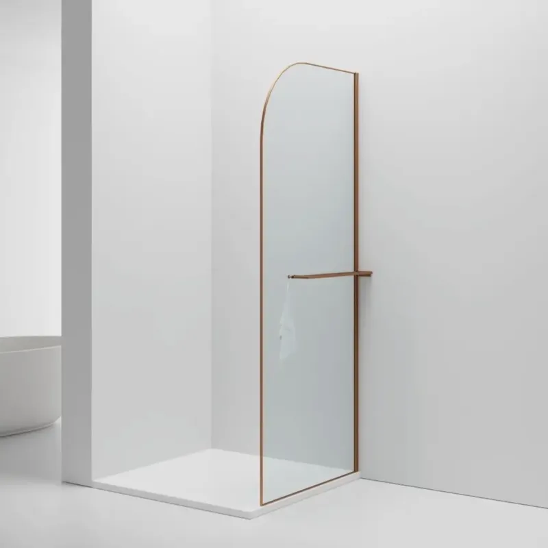 Sanigoods Arcana inloopdouche met handdoekhouder geborsteld koper 100x200cm Actieprijs