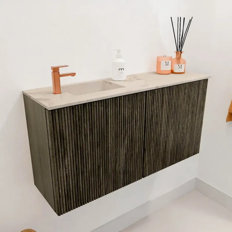 Veilige Betaling Mondiaz Joya DLux 80cm toiletmeubel shadow met wastafel faye links 1 kraangat frappe