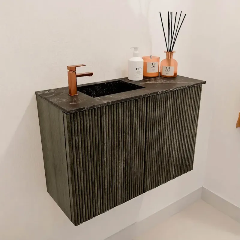 Voordeelprijs Mondiaz Joya DLux 60cm toiletmeubel shadow met wastafel faye links 1 kraangat lava