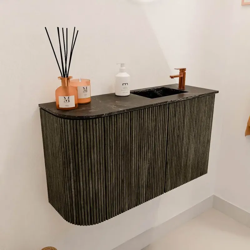 Tijdelijk Beschikbaar Mondiaz Joya DLux 70cm toiletmeubel ronding links shadow met wastafel faye rechts 1 kraangat lava