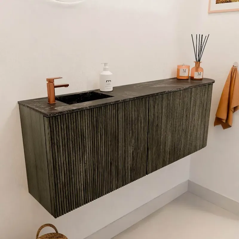 Tijdelijk Beschikbaar Mondiaz Joya DLux 110cm toiletmeubel ronding rechts shadow met wastafel faye links 1 kraangat lava
