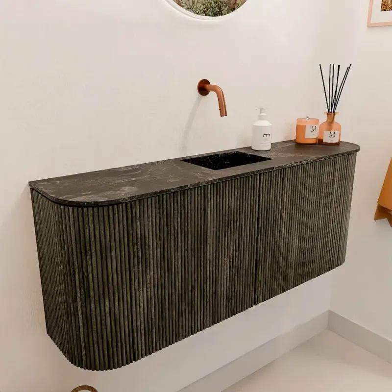 Tijdelijk Beschikbaar Mondiaz Joya DLux 105cm toiletmeubel ronding links/rechts shadow met wastafel faye midden zonder kraangat lava