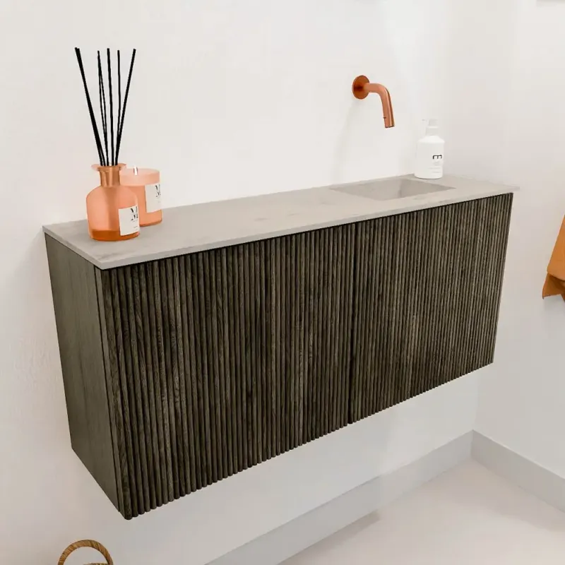 Veilige Betaling Mondiaz Joya DLux 90cm toiletmeubel shadow met wastafel faye rechts zonder kraangat opalo