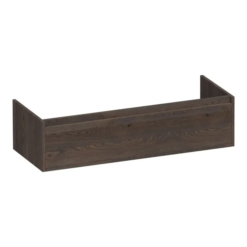 Premium Brauer Hope onderkast 120cm met 2 softclose lades en 2 sifon uitsparingen lamellen eiken zwart
