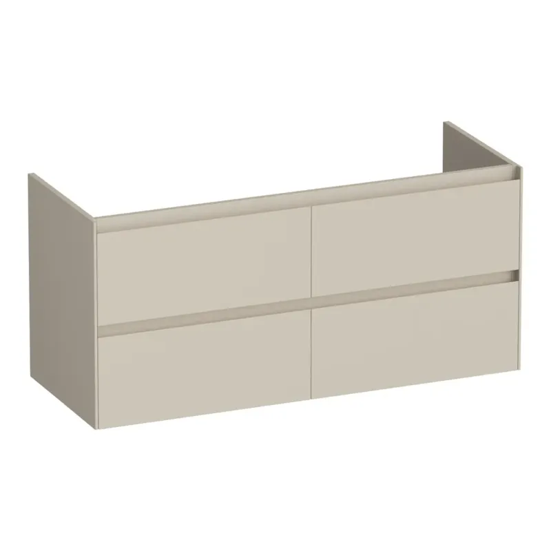 Brauer Inspire onderkast 120cm met 4 softclose lades en 2 sifon uitsparingen beige mat Op = Op