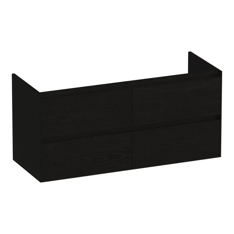 Brauer Inspire onderkast 120cm met 4 softclose lades en 2 sifon uitsparingen timber black Beperkt Aanbod