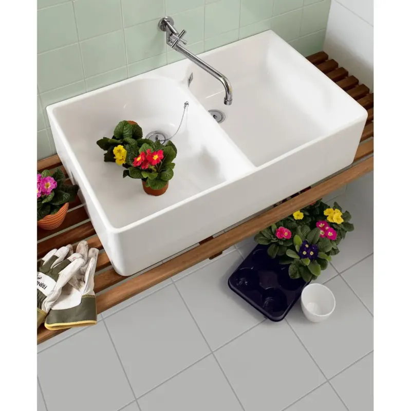 Villeroy & Boch O.novo gootsteen dubbel 80x50cm wit Laatste Versie