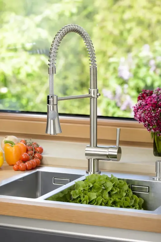 Meest Verkocht Schutte CORNWALL ééngreepsmengkraan keuken met spiraalveer, roestvrij staal-look