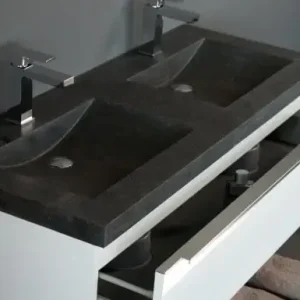 Lambini Designs Novara wastafel natuursteen 120cm dubbel met 2 kraangaten Gereduceerde Prijs