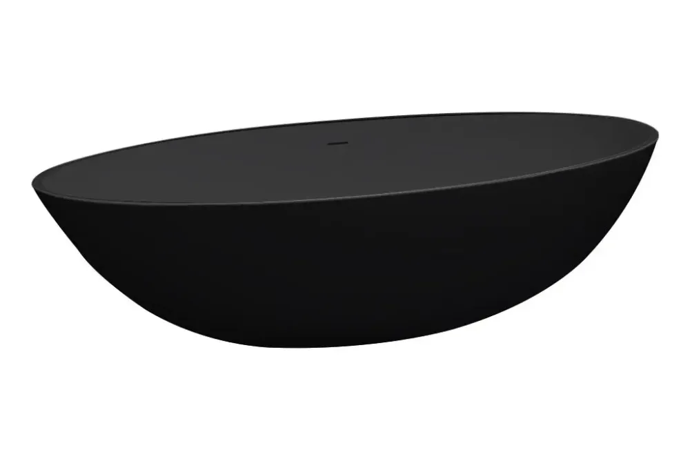 Best Design Solid vrijstaand bad New-Stone zwart 180x85x52cm Uitverkoop