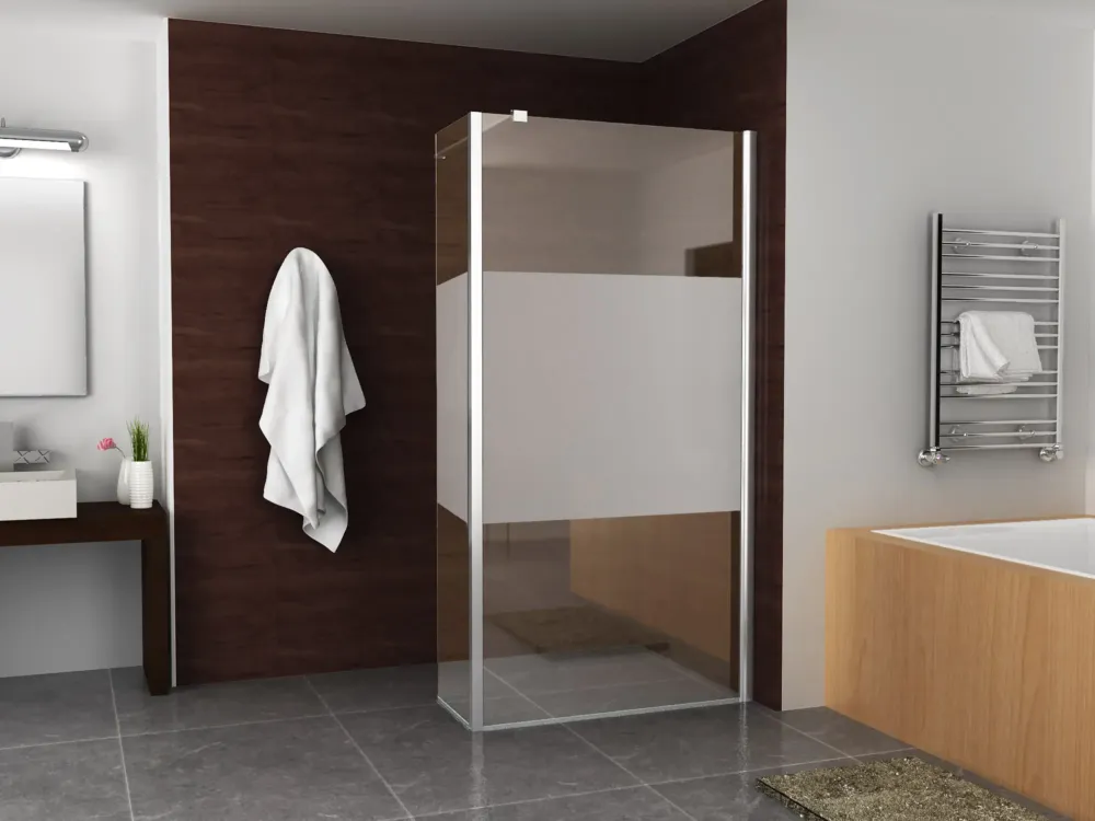 Mueller Satijn hoek douchewand met matglas 35x200cm Fabrieksprijs