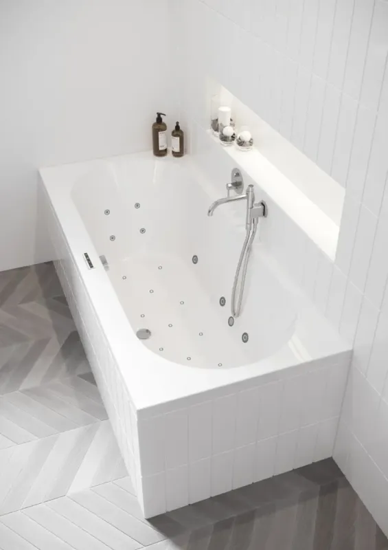 Nieuw Riho Carolina bubbelbad 180x80cm wit glans met touchbediening, 6 + 4 + 2 hydrojets en 11 aerojets