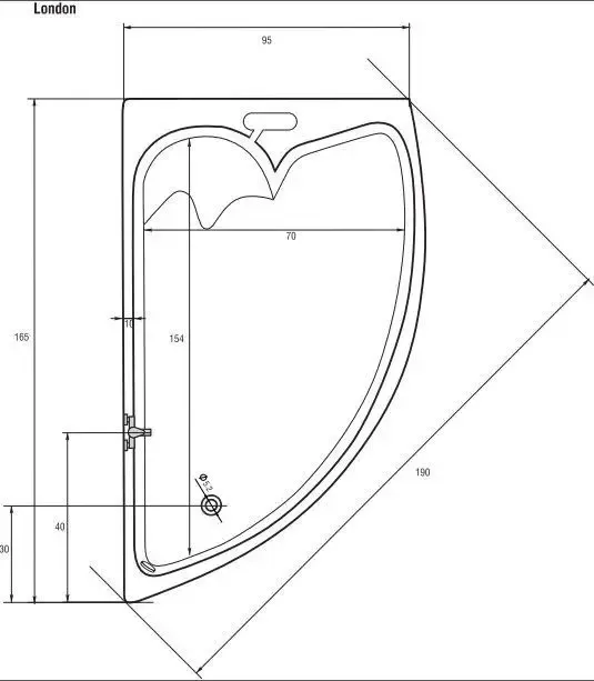 Merkproduct Badstuber London hoekbad 165x95cm links wit