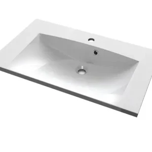 Sapho Maria mineraal marmer wastafel 75x46cm wit 1 kraangat Superprijs