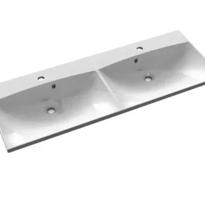 Dagaanbieding Sapho Maria mineraal marmer wastafel 120x46cm wit 2 kraangaten