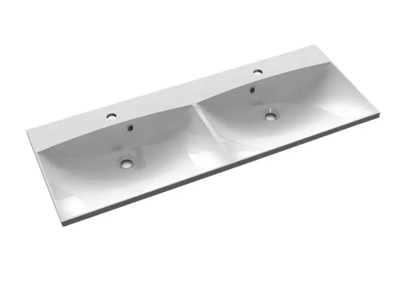 Dagaanbieding Sapho Maria mineraal marmer wastafel 120x46cm wit 2 kraangaten
