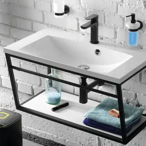 Shop Nu Sapho Industrial badmeubel met zwart frame 60cm 1 kraangat