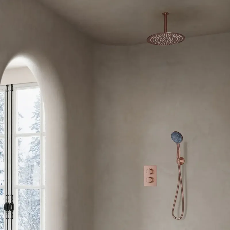 Saniclear Copper inbouw regendouche met plafondarm, 30cm hoofddouche en 3 standen handdouche Koop Online