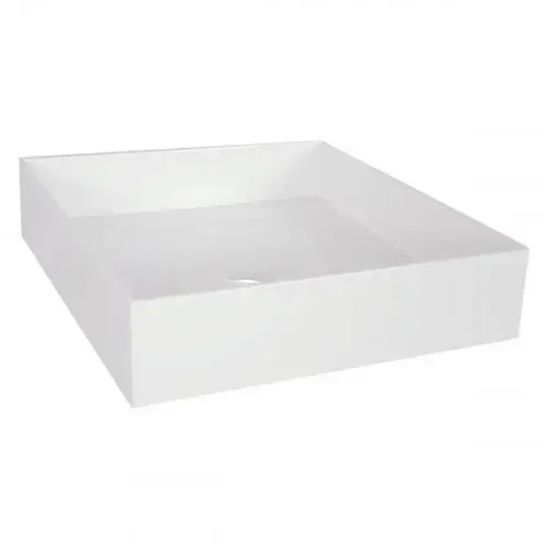 Hoge Kwaliteit Differnz Jura opbouw waskom mineraalmarmer vierkant 42x10cm wit