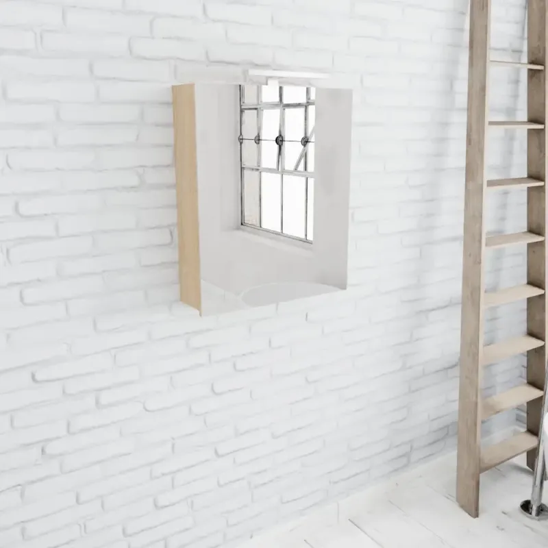 Actieprijs Zaro Beam spiegelkast licht eiken 60x70x16cm 1 deur