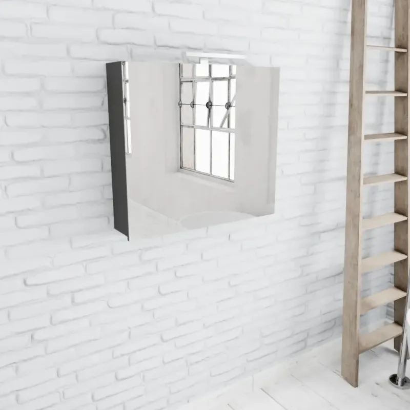 Beperkte Voorraad Zaro Beam antraciet spiegelkast 80x70x16cm 2 deuren