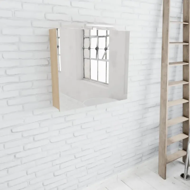 Zaro Beam licht eiken spiegelkast 80x70x16cm 2 deuren Direct Verzonden