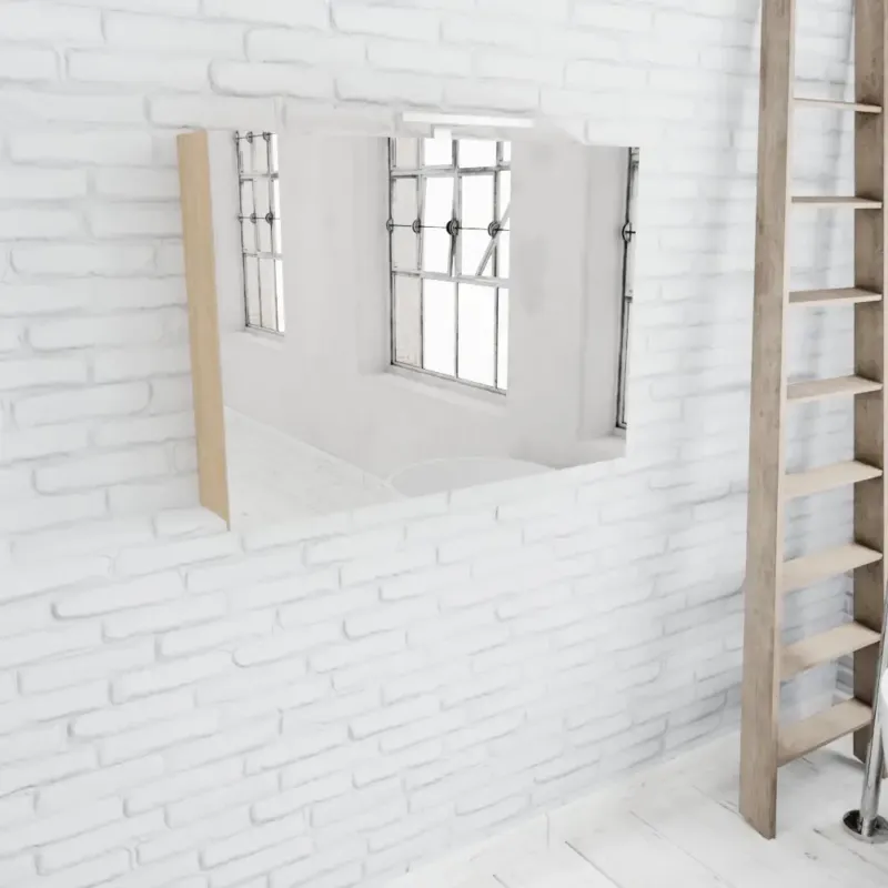 Lage Prijs Zaro Beam licht eiken spiegelkast 100x70x16cm 2 deuren