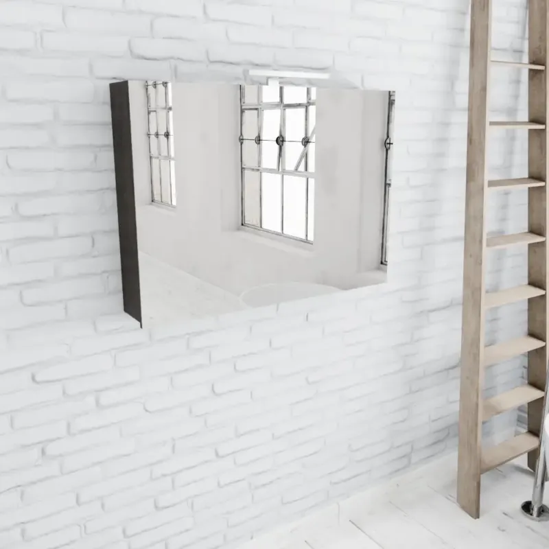Beperkt Aanbod Zaro Beam donker eiken spiegelkast 100x70x16cm 2 deuren