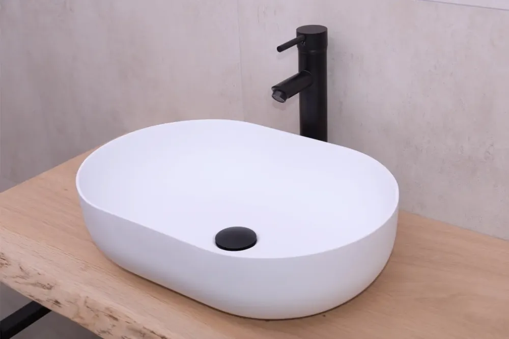 Veilige Betaling Saniclear Fabiana solid surface waskom 50x35cm mat wit