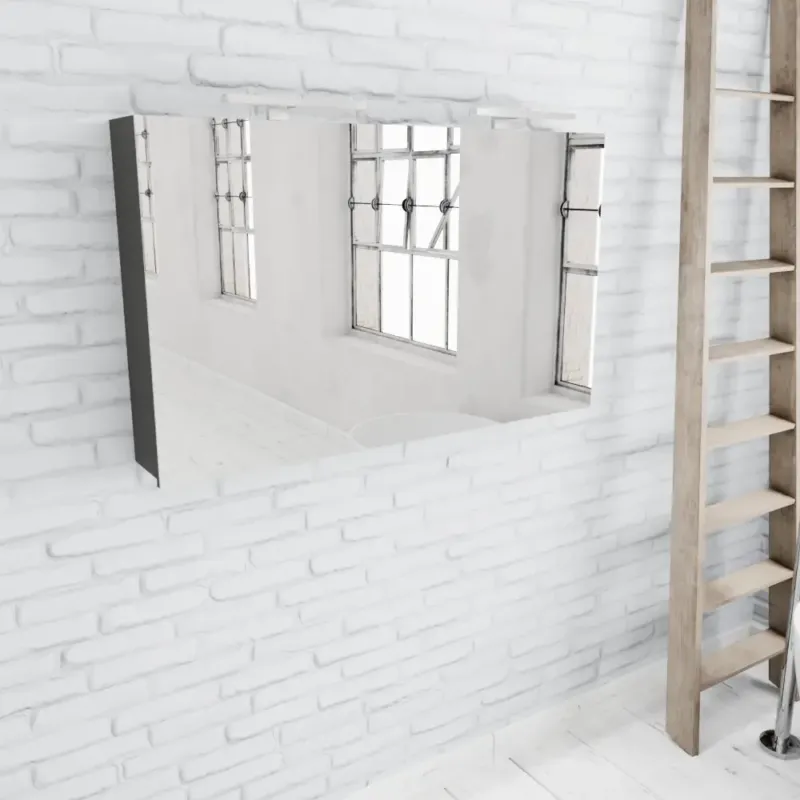 Zaro Beam antraciet spiegelkast 120x70x16cm 2 deuren Hete Deal