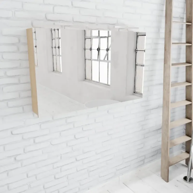 Zaro Beam licht eiken spiegelkast 120x70x16cm 2 deuren Lage Kosten